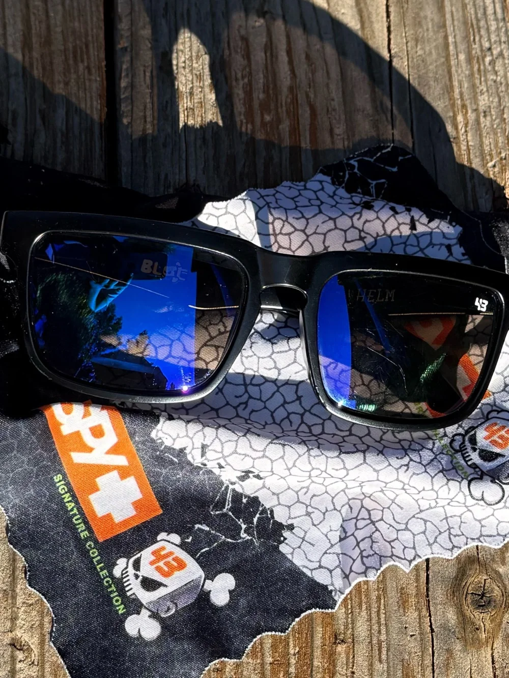 SPY Matte Black Sunglasses with Blue Polarized Lenses